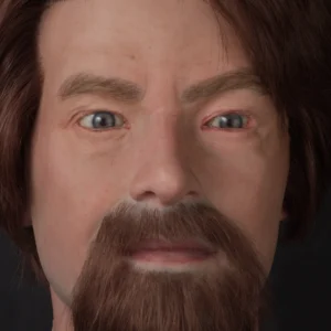 ultra-realistic men’s silicone mannequin head detail