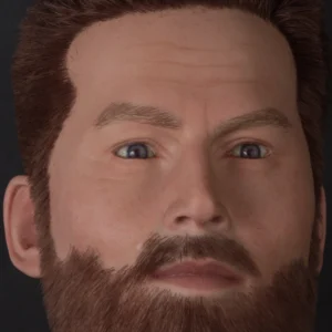 Ultra-realistic men’s silicone mannequin head with implanted hair and beard