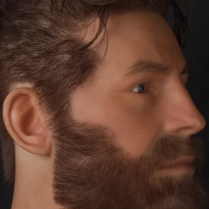 Ultra-realistic men’s silicone mannequin head with implanted hair and beard