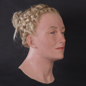 Female silicone display head with braided hair