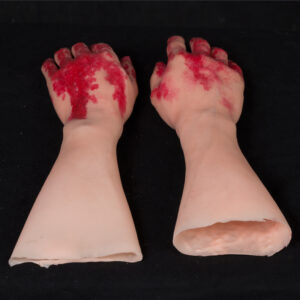 Male silicone display hands with blood
