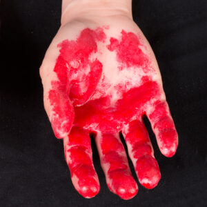 Male silicone display hands with blood
