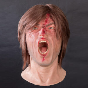 Injured and screaming man silicone head