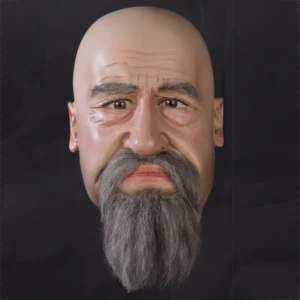 Realistic airbrushed mens display mannequin head with crepe hair beard and moustache