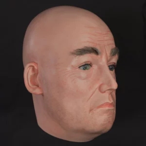 Realistic mens display head with wool crepe