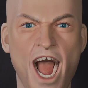 Male display head with prosthetic teeth