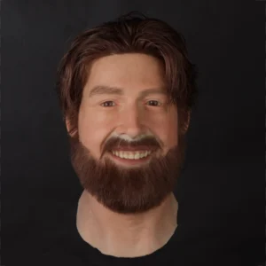 Lifelike men’s silicone mannequin head with a beard
