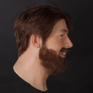 Lifelike men’s silicone mannequin head with a beard
