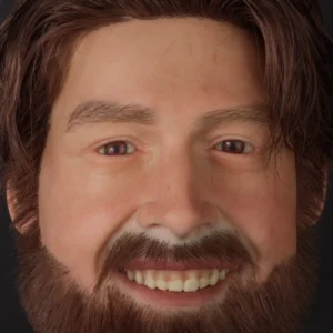 Lifelike men’s silicone mannequin head with a beard