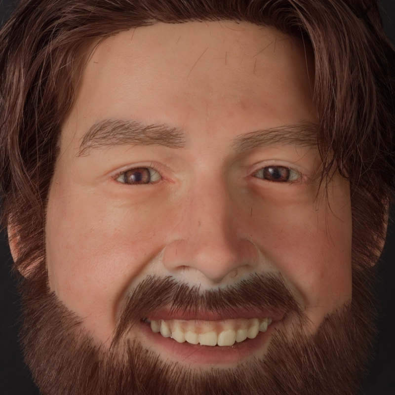 Lifelike men’s silicone mannequin head with a beard