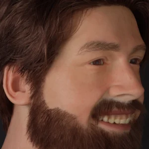 Lifelike men’s silicone mannequin head with a beard