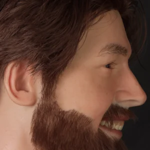 Lifelike men’s silicone mannequin head with a beard