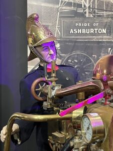 Display mannequins showing the Vintage Collection Of The Ashburton Volunteer Fire Brigade, New Zealand