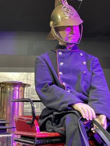 Display mannequins showing the Vintage Collection Of The Ashburton Volunteer Fire Brigade, New Zealand