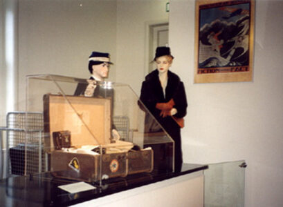 Mannequins at customs diorama display
