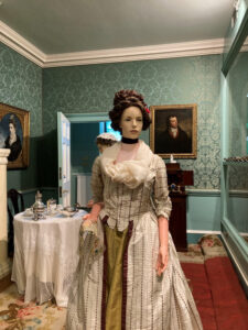 Realistic display figure lady in historical clothing in state rooms in Bowood House