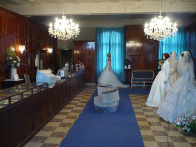 fashion mannequins in wedding dresses at Bride Flight, the movie