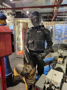 Riot police with dog | lifelike mannequin in uniform