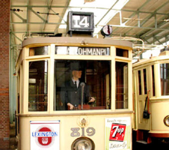 Mannequin in tram at Haags Openbaar Vervoer Museum