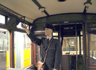 Mannequin in tram at Haags Openbaar Vervoer Museum