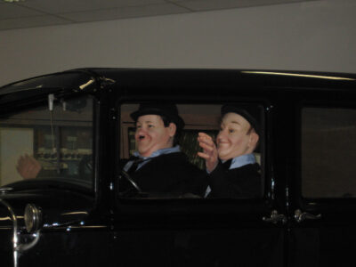 Laurel &amp; Hardy look-alike figures in Inter-Sprint show room