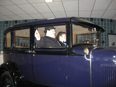 Laurel &amp; Hardy look-alike figures in Inter-Sprint show room