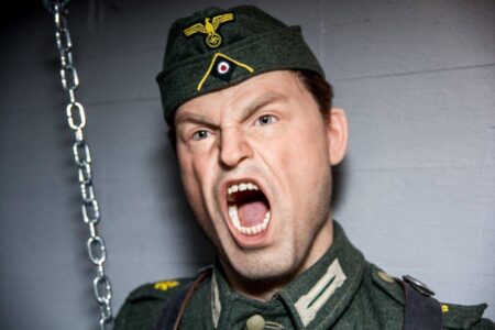 German WW2 silicone figure in Blücher bunkers at Fort Ustka, Poland.