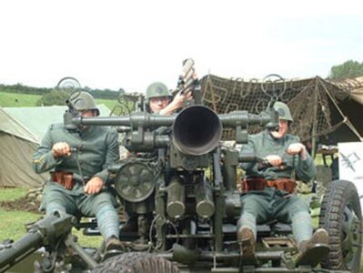 Re-enactment group "Nederland Paraat" (4th and 6th Dutch Infantry Regiment 1900 - 1940) at Kirby Hall, UK, August 2002.